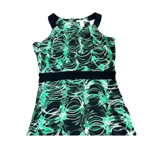 Kenar maxi sleeveless dress green/black abstract print rayon size XS preloved - Picture 4 of 7